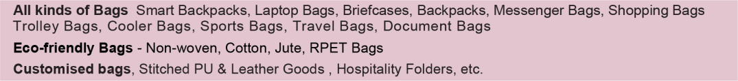 promotional products bags, laptop bags, nonwoven and eco friendly giveaways